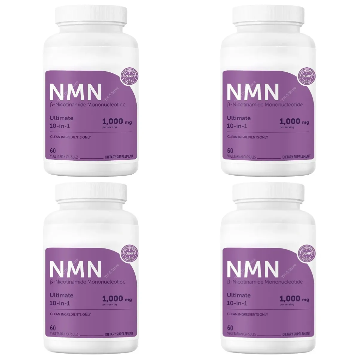 NMN-Kapseln 1000 mg pro Portion mit Resveratrol CoQ10, Vitamin C, vegane Formel, tägliche Wellness-Ergänzung, saubere Inhaltsstoffe, 120 ct
