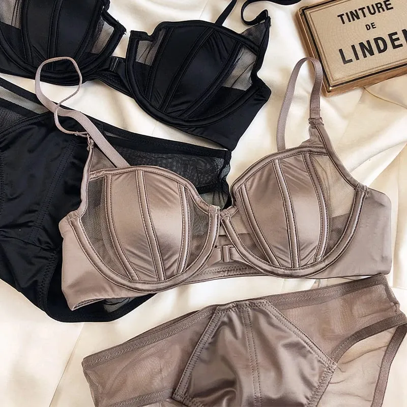 Summer Lace Thin Cup Women Underwear Front Buckle Push Up Bra Set Adjustable Strap Brassiere Beautiful Back Lingerie