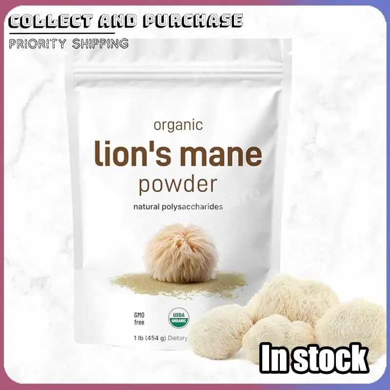 Organic Lion's Mane Mushroom Pure Fruiting Body Superfood Understøtter hjernefokus Energi Immunsundhed Fantastisk til smoothies kaffe