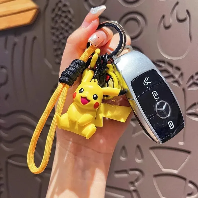 정품 포켓몬 키 체인 피카추 Gengar Sylveon Sprigatito Quaxly Fuecoco 애니메이션 액션 피규어 장난감 열쇠 고리 향수 펜던트