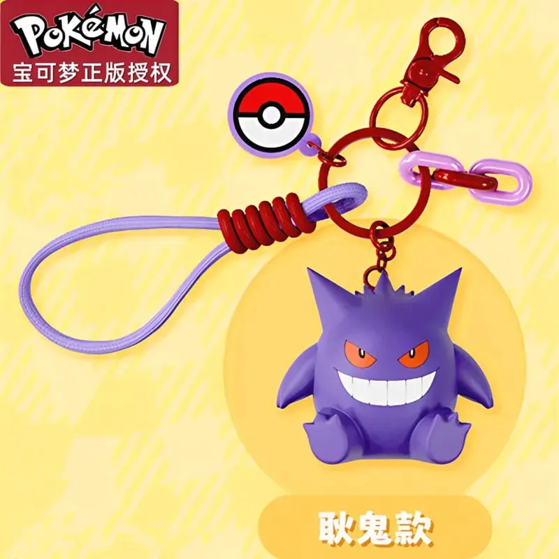 정품 포켓몬 키 체인 피카추 Gengar Sylveon Sprigatito Quaxly Fuecoco 애니메이션 액션 피규어 장난감 열쇠 고리 향수 펜던트
