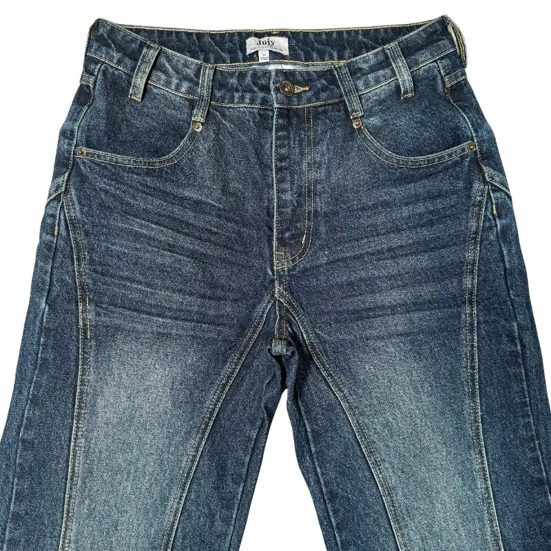 Y2K Retro Blue Flare Jeans Unisex Washed Denim Pants Embroidered Back Pocket Streetwear Wide Leg Bootcut Jeans — image 4