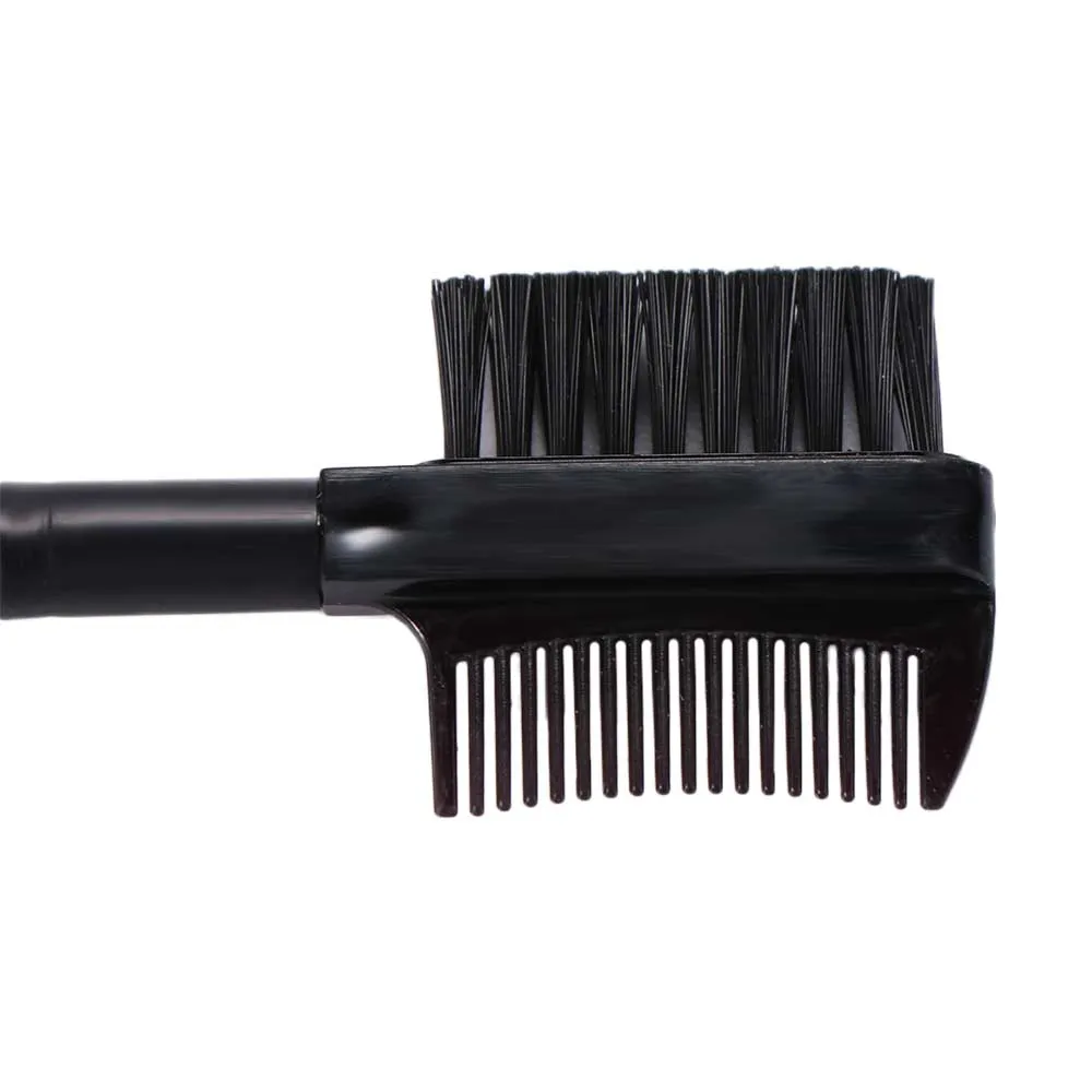 Black High Quality Double Ended Dual Head Makeup Tool Wood Handle Makeup Brushes Eyebrow Comb Eyelash Brush Eyebrow Brush Comb