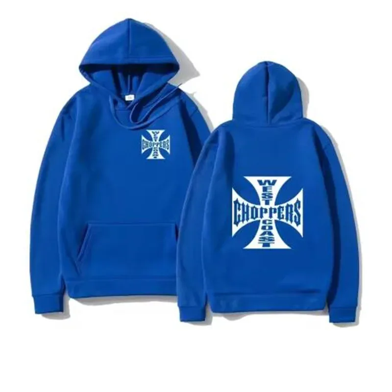 West Coast Iron Cross Choppers 인쇄 된 남성 후드 패션 쿨 운동복 남여 패션 양털 Oversize Hoody Street