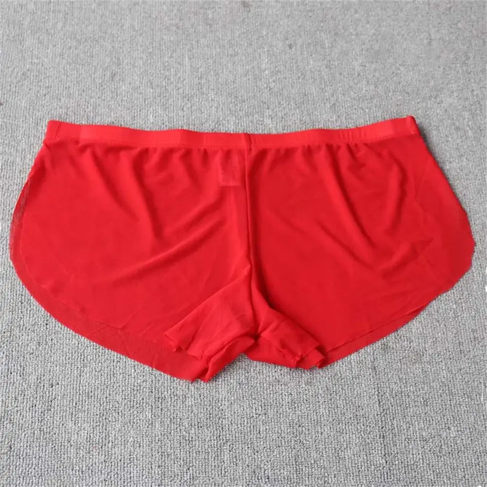 セクシーな透明メッシュボクサー男性ホット男性トランク下着快適なアロパンツ夏のカジュアルショーツ