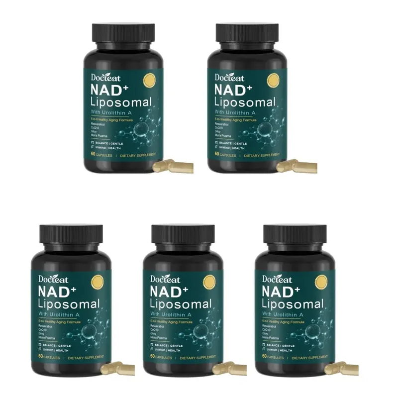 Docteat Liposomal NAD+ Capsules Energy & Healthy Aging Support with Urolithin A Trans Resveratrol CoQ10 Men Women 60 Capsules