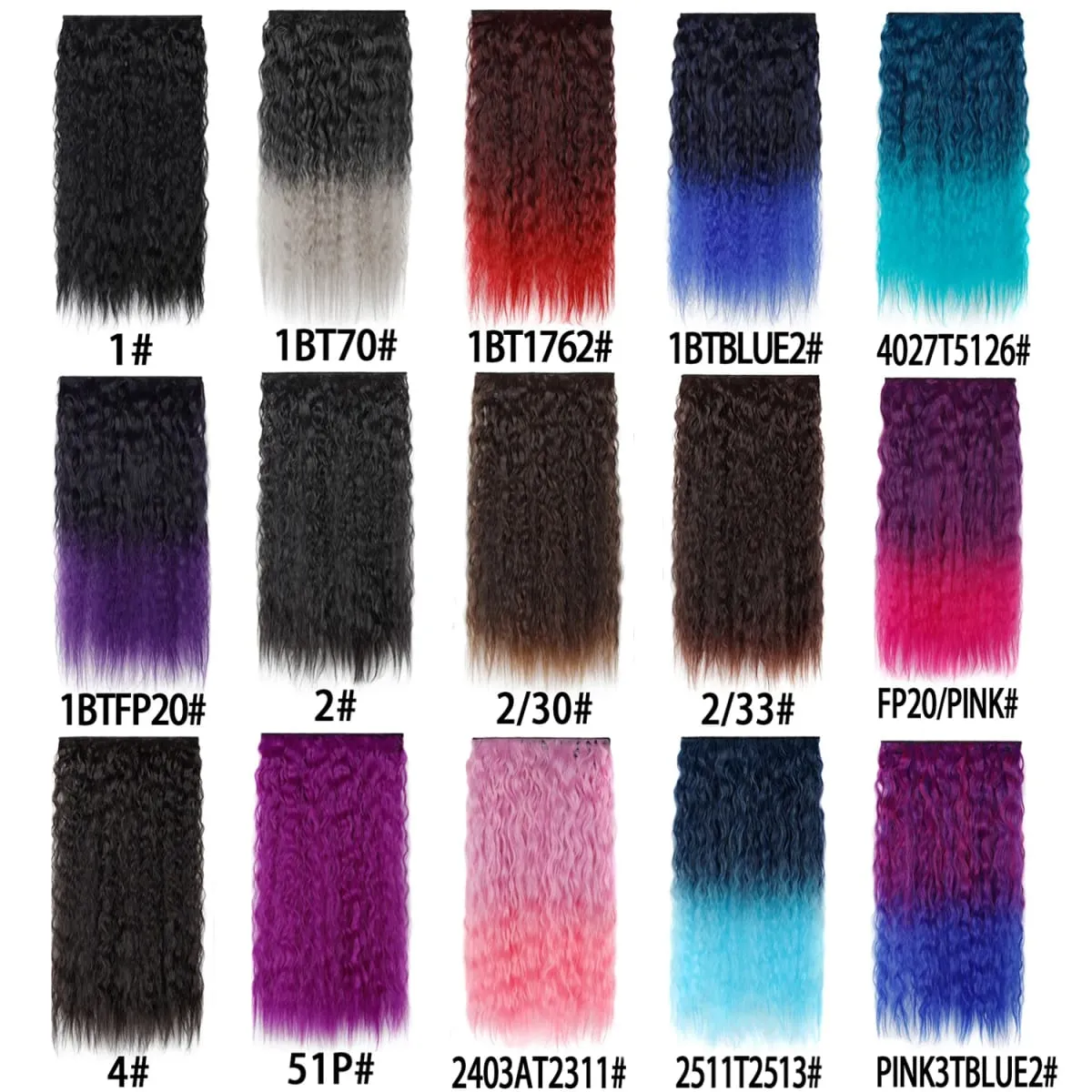 Jeedou Clip in Hair Extension Kinky Curly Hair One Piece 5Clips Blue Rainbow Color Cosplay Props Synthetic Hairpieces For Girls