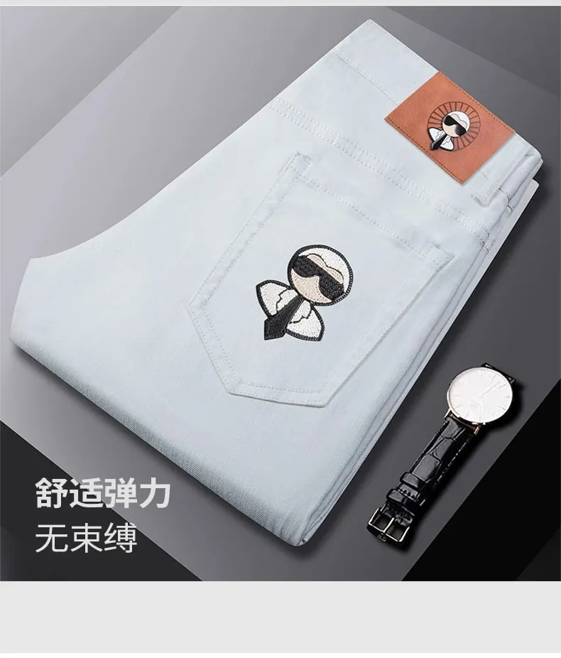 Fashion Men Jeans Stretch Straight Leg Casual Slim Fit Denim Pants Male Brand Luxury Design Business Classic Trousers