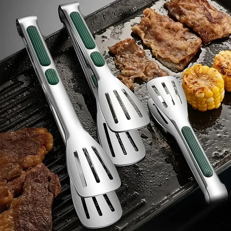 Stainless Steel Food Tongs Household Kitchen Thickened Heat-resistant Steak Tongs Food Buffet Barbecue Roasted Meat Bread Clips