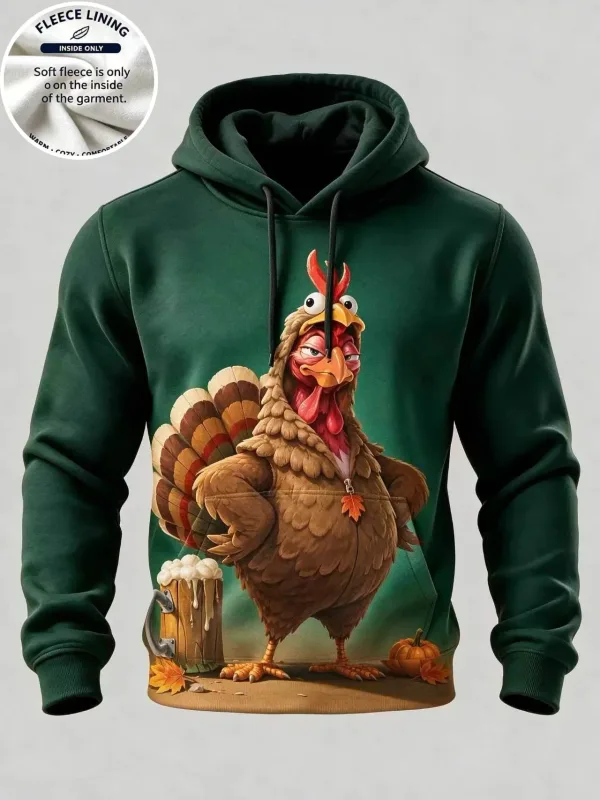 3D Print Christmas Fleece Hoodie Funny Santa Blowing Christmas Tree Pullover Long Sleeve Kangaroo Pocket Xmas Sweatshirt