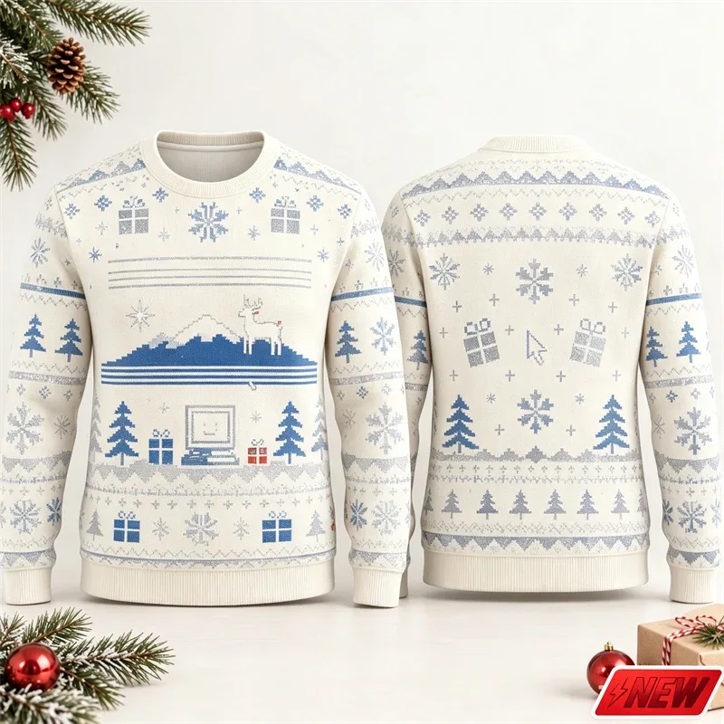 Fashion Ugly Christmas Fake Sweater Men Merry Christmas Sweatshirts 3D Print Funny Computer Message Graphic Sweatshirt Unisex