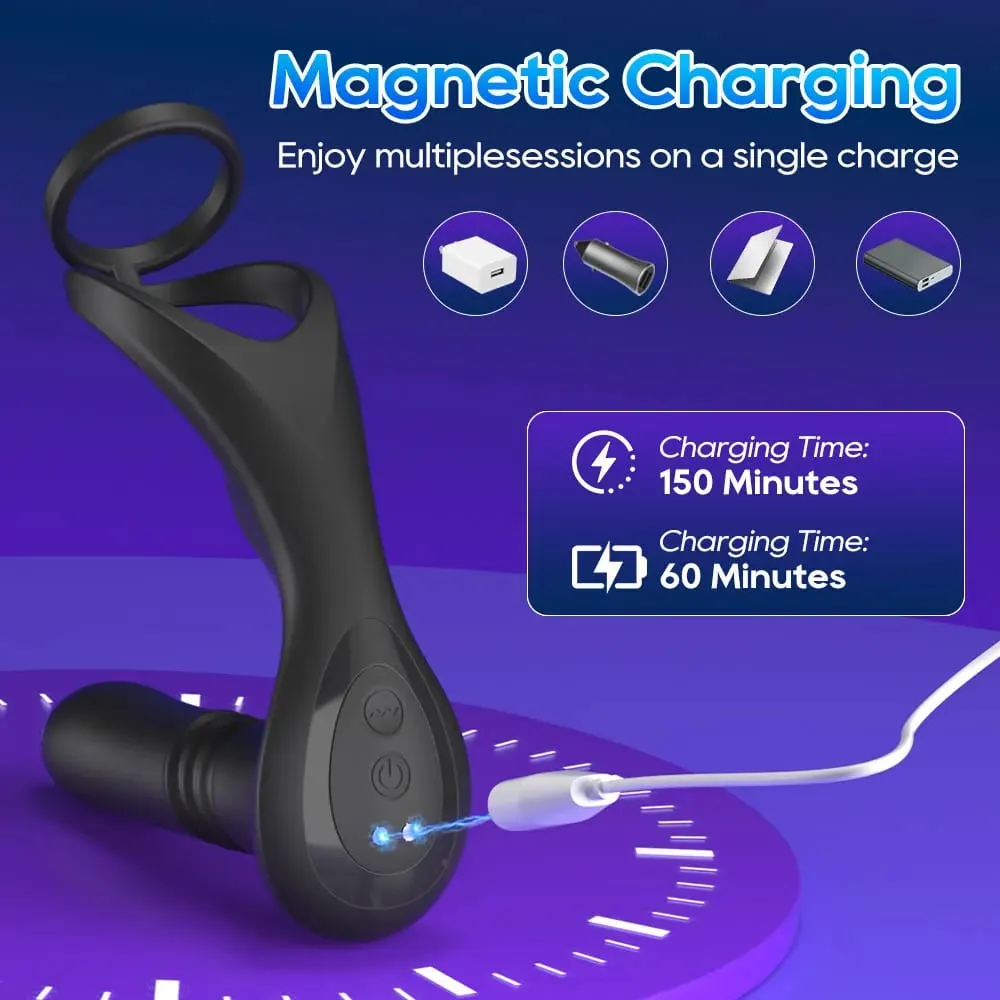 3 in 1 Thrusting Anal Vibrator Remote Control Male Prostate Massager Cock Ring Telescopic Butt Plug Stimulator Sex Toy for Men