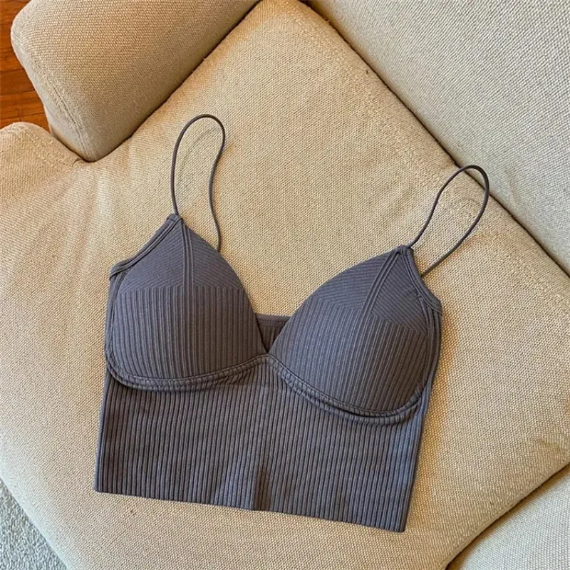 ผู้หญิงเซ็กซี่ Crop Top Bra กีฬา Tube Camis Streetwear Bandeau Basic Tank หญิง Tee