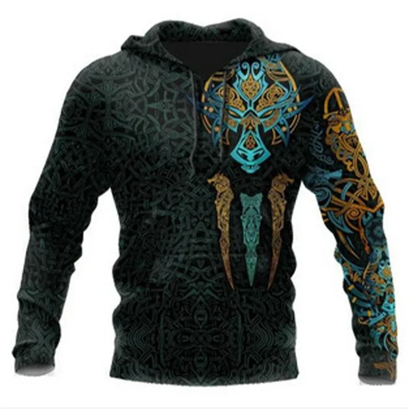 2024 homens hoodies águia tatuagem padrão vikings 3d impresso moda casual harajuku hip hop outono e inverno sudaderas de grandes dimensões