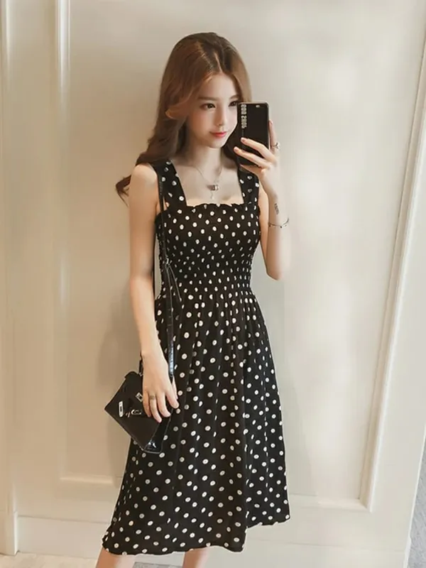 Léto Befree Pláž Dlouhé Vintage tečky Ležérní Volány Elegantní Party Maxi Pásek Camis Hedvábné šaty Vestidos Sexy šaty Ženy