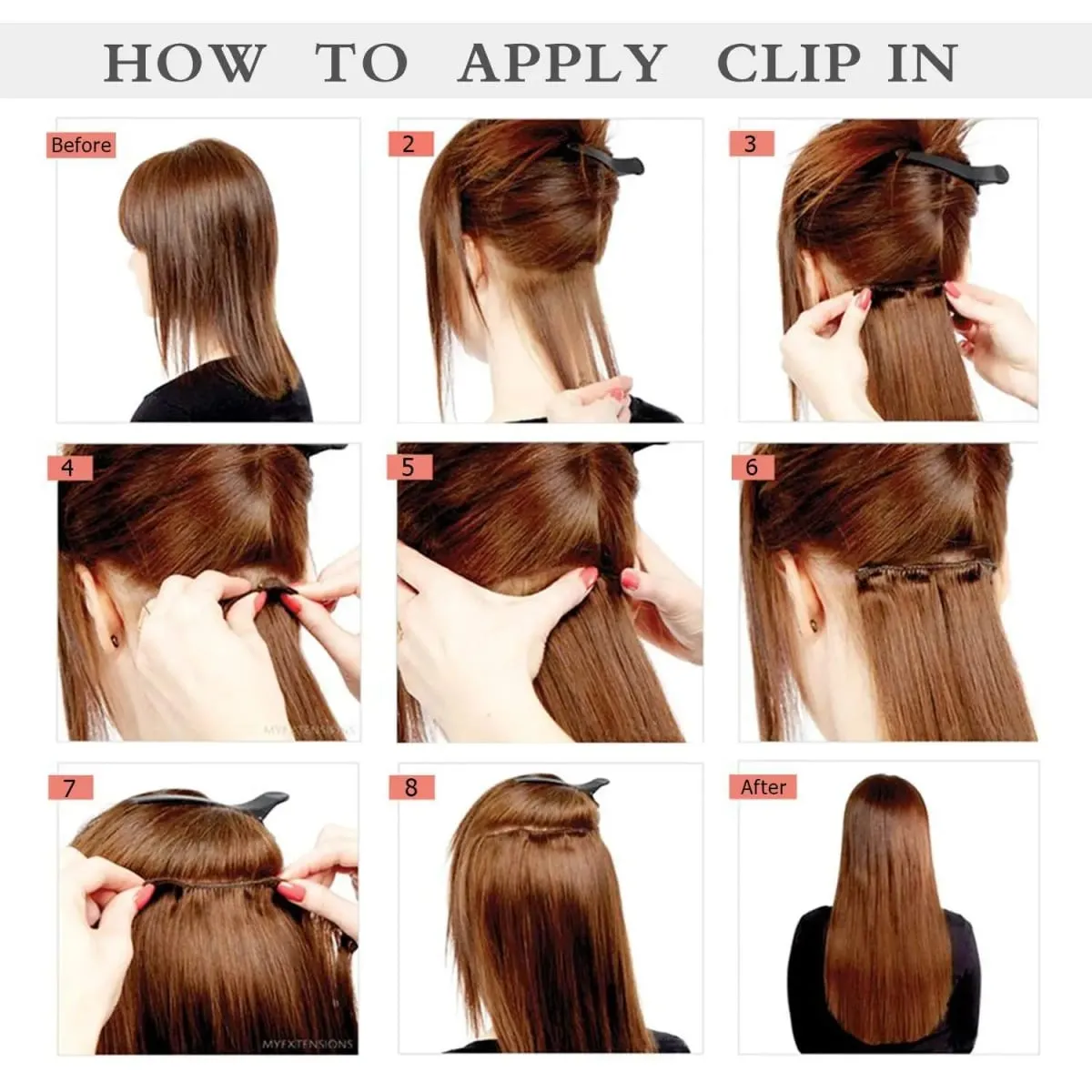 Synthetic 7Pcs/Set 22" Wavy Hairpiece Straight 16 Clips Hair Extensions Heat Resistant Styling False Hair