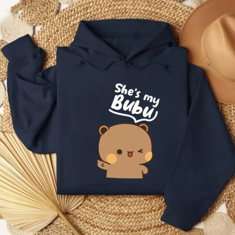 Bubu Dudu Bear Couple Hoodies Matching His and Hers Outfit Casual Cute Couple Outfits Fall Winter Men Women Daily Life Apparel