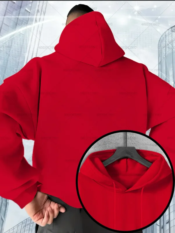Fashion Men's Heavy-duty Cotton Hoodies Women Fleece Sweatshirt Pullover Casual Unisex Autumn Winter Long Short Sleeve Oversize