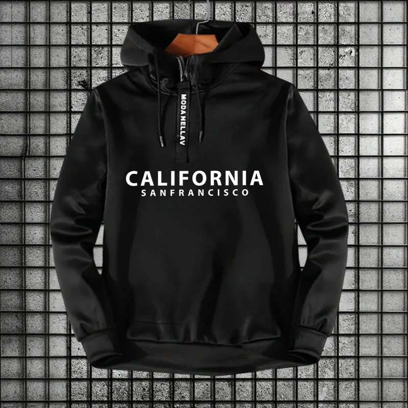 2026 New in Half Zipper Hoodie California Hooded Long Sleeve Sweatshirts Autumn Winter Men Women Daily Casual Sports Pullover