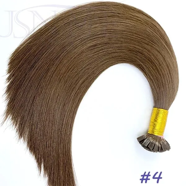 Virgin Hair Flat Tip Hair Extensions Natural Real Human Hair Fusion Capsule Keratin Brown Blonde 1g/pramínek 14-22 palců pro ženy — image 10