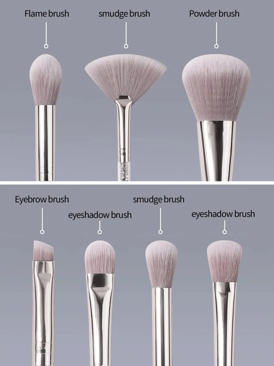 13PCS Silver Makeup Brush Set Plastic Transparency Diamond Handle Makeup Tool Set Makeup Gift Set Professional Makeup Brushes