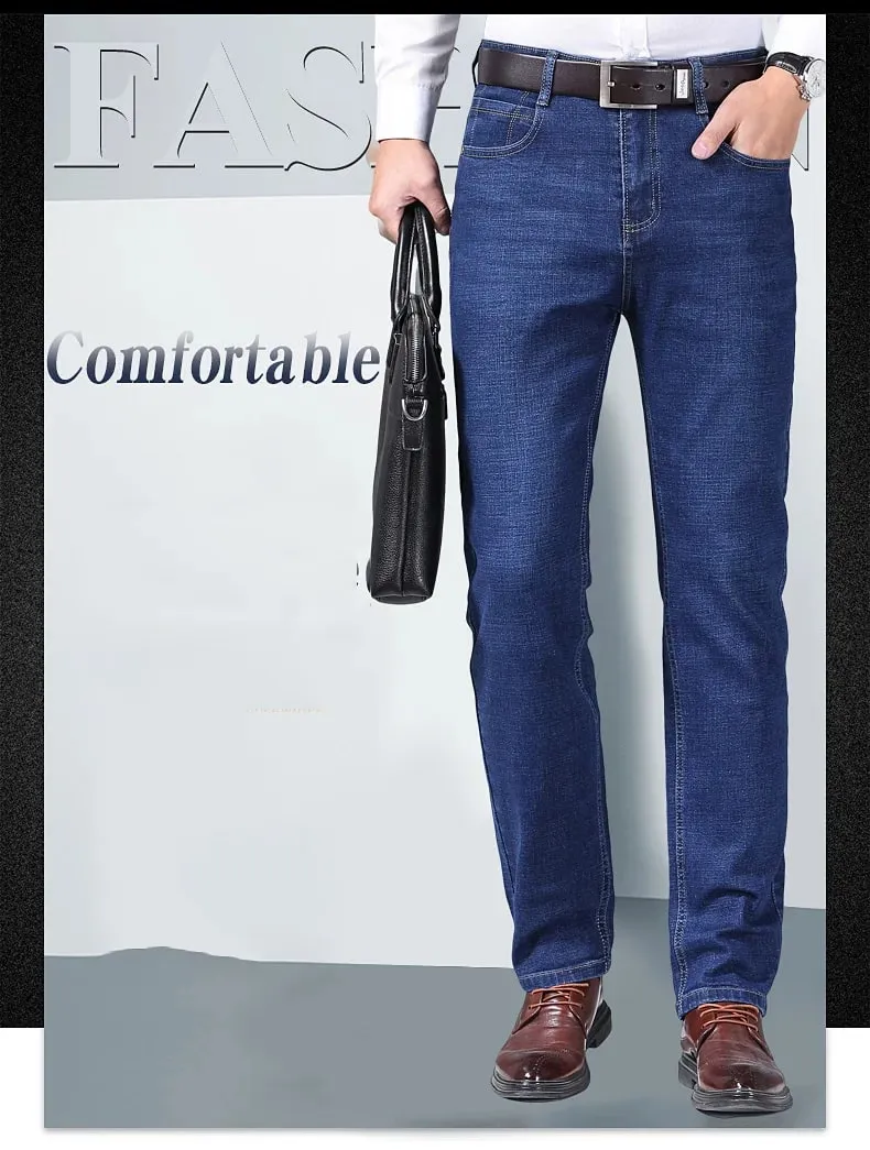 Jean droit pour hommes, pantalon Slim, extensible, confortable, doux, en Denim, vêtements de marque, nouvelle collection 2024