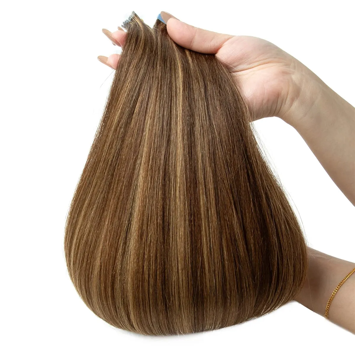 Light Yaki Straight Tape In Hair Extensions Human Hair Remy Tape Ins 12-24” 20pcs/Pack Yaki P4-27 Tape On Hair Bundles