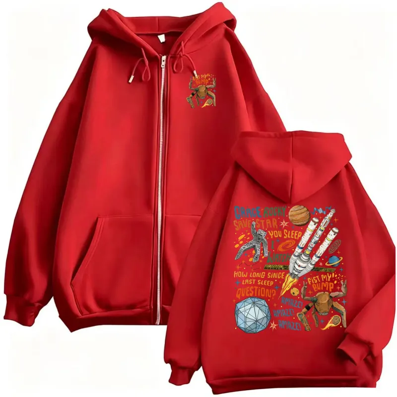 Project Hail Mary Zipper Hoodies Grace Rocky Save Stars Meme Sweatshirt Jacket Coats Men Women Fashion Casual Cozy Zip Up Hooded