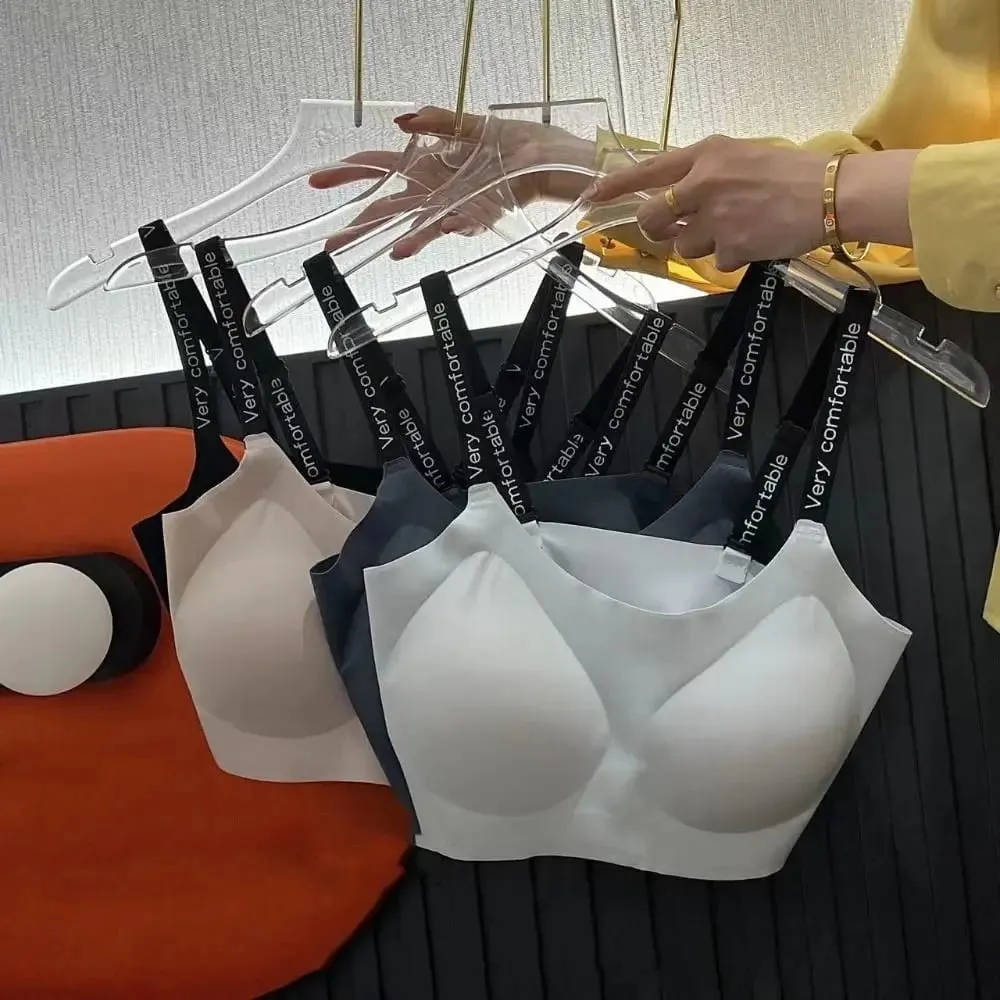 Simple Close-fitting Bras Briefs Set Shockproof Wireless Seamless Underwear Intimates Letter Lingerie Set Women Women