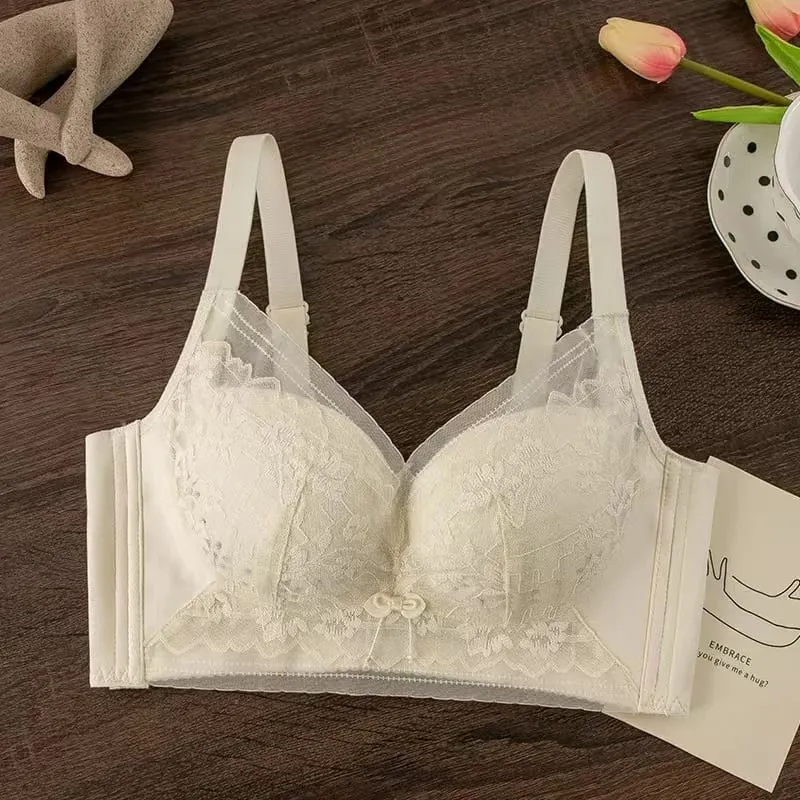 34-40 BC Thin Wire-Free Comfort Bras for Women Sexy Lace Push-Up Anti-sagging Bras Adjustable Straps Breathable Lingerie