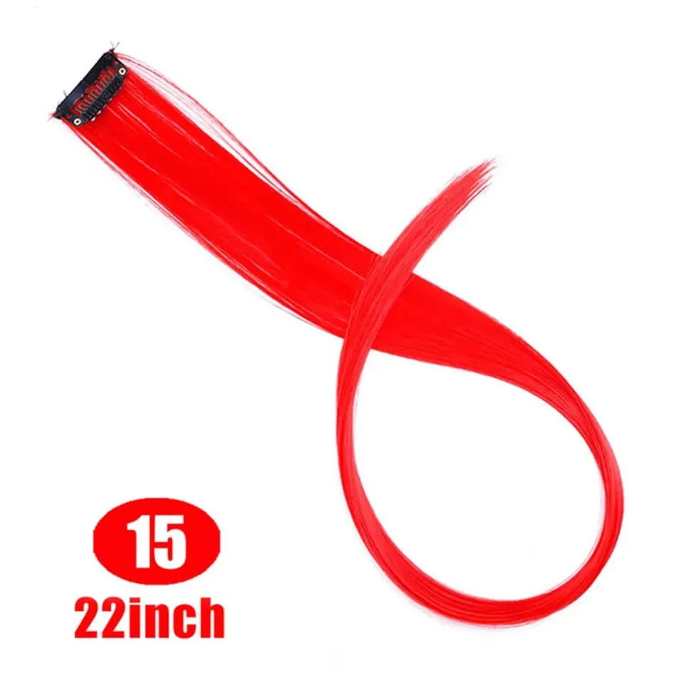 Tổng Hợp Kẹp Trong Một Miếng Nhiều Màu Sắc Làm Tóc Xoăn Tóc Tổng Hợp Miếng 18 "Dài Ombre Tóc Hồng Tím Đỏ xanh Dương