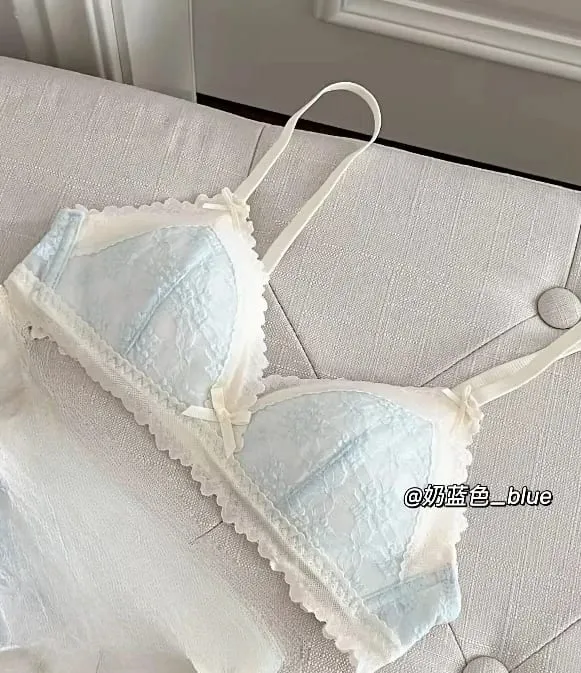 작은 가슴을위한 일본식 Bralette 무선 레이스 브래지어 세트 여성 섹시한 프랑스어 통기성 컴포트 속옷을 밀어