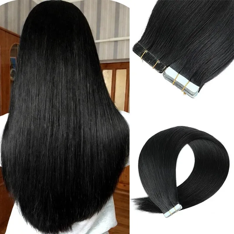 20Pcs Straight Tape ins Extensions Real Human Hair Double Side Tape in Hair Extensions Tape in Hair Extensions Remy Human Hair