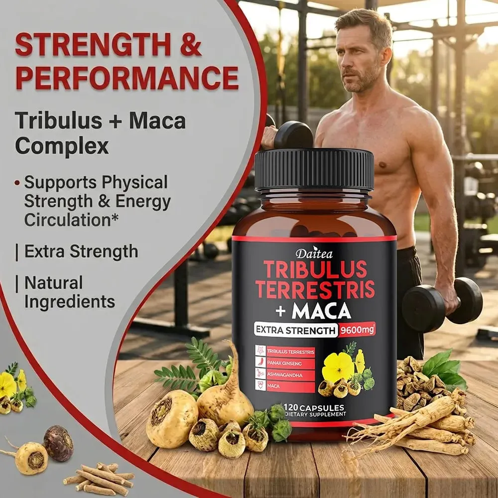Tribulus Terrestris Capsules 7000mg with Maca Ginseng & Ashwagandha Energy Muscle Focus & Endurance Support for Men