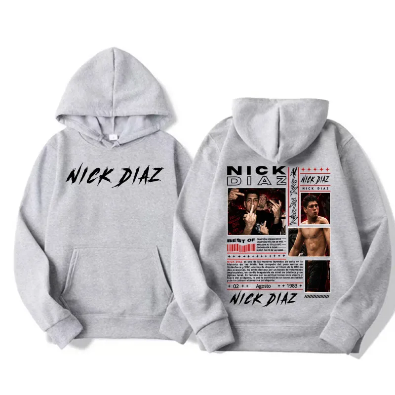 Limited Nick Diaz Retro 90s Style Graphic Hoodies Men's Gothic Violence Aesthetic Sweatshirt Fleece Casual Long Sleeve Pullovers