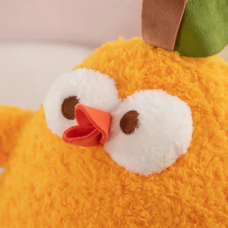 New Fluffy Cartoon Orange Chick Plush Toy Cute Stuffed Animal Doll Chubby Throw Pillow Home Decor Soft Cushion For Adults Gift