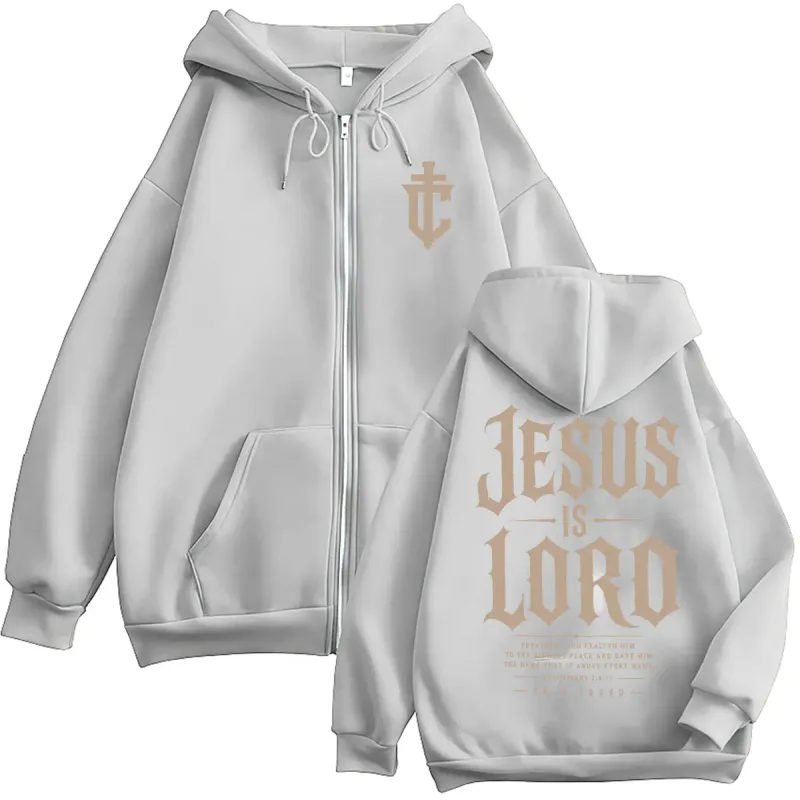 Christian Religious Jesus Is Lord Zipper Hoodies Fashion Retro Men Women Sweatshirt Fleece Oversized Casual Pullover Streetwear