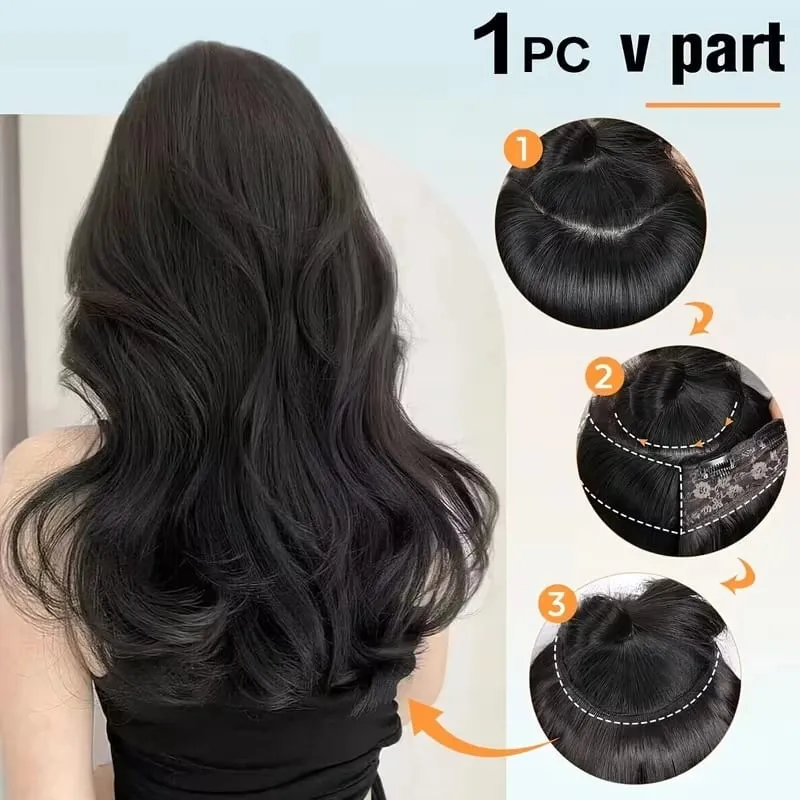 20Inch Synthetic 4 Clip Long Curly V-Shaped Hair Extension Natural Invisible Fashion Lazy Easy Wear Hairpiece for Women Party