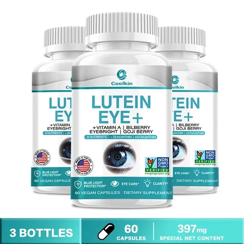 Lutein Takviyesi - A Vitamini + Yabanmersini Eyebright + GO JI Wolfberry Göz Yorgunluğunu ve Kuruluğunu Gidermek İçin Kapsüller