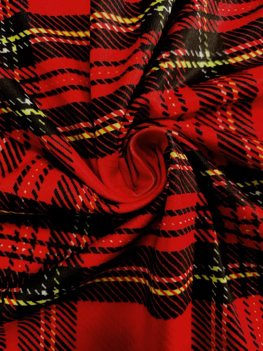 Women's Cute Red Plaid Long Sleeve Dress Christmas - Vibe Swing Mini Dress Super Comfy for Holiday Parties & Daily Wear