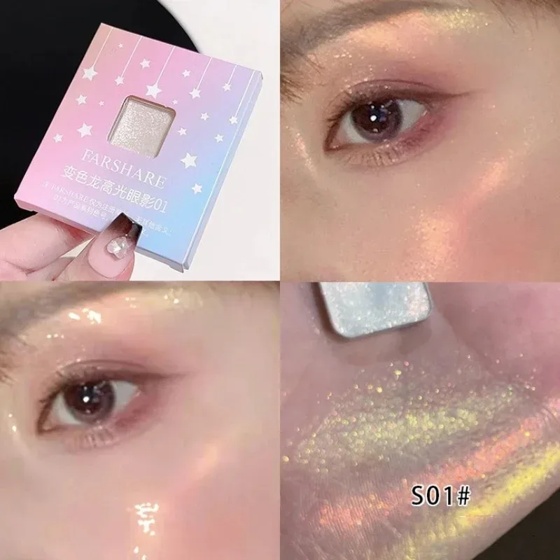 Diamond Chameleon Highlighter Contouring Palette Pearl Flash Discoloration Highgloss Sequin Sparkling Gradient Eye Shadow Makeup