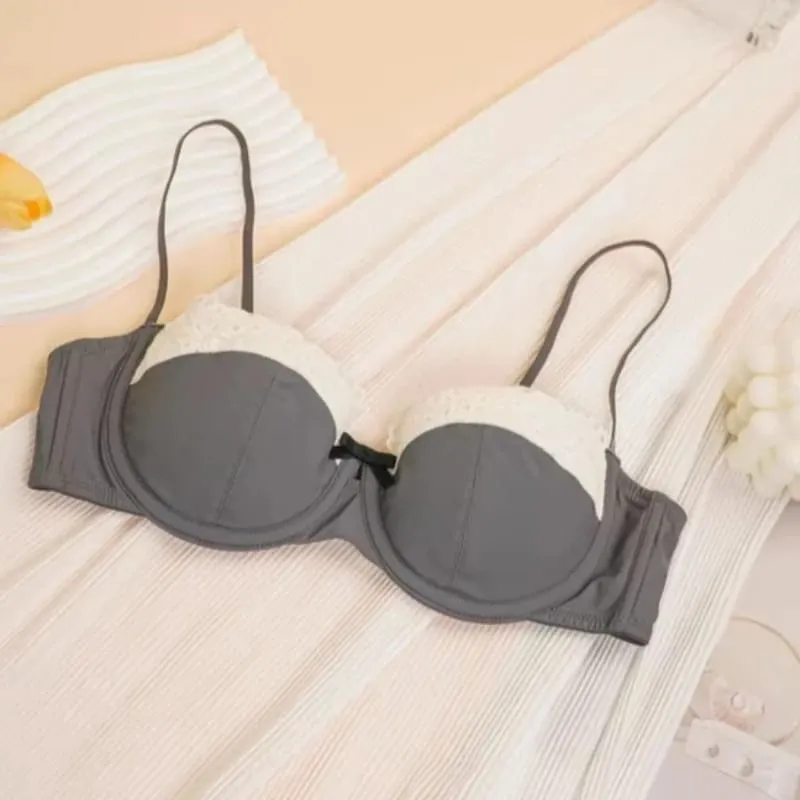 Women's Pure Sensual Lace Lingerie Set Summer Thin Bralette Small Breasts Gather Push Up No Empty Cup Beautiful Bra Cover Set
