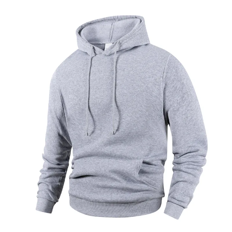 Herre Casual Thicken Hættetrøjer Efterår Vinter Langærmet Pullover Mode Løs Ensfarvet Sweatshirt Forår Varm Udendørs Hættetrøje