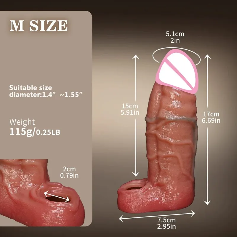 Männer-Sexspielzeug, wiederverwendbar, realistisch, dehnbar, Silikon-Penisring, Penisring, Verzögerung der Ejakulation, Samen-Verschlussring, Sexspielzeug für Männer, Penishülle, weicher Penisdildo, Verschlussring und realistische Texturhülle, Penisring, Penis, geeignet für Männer, Paare