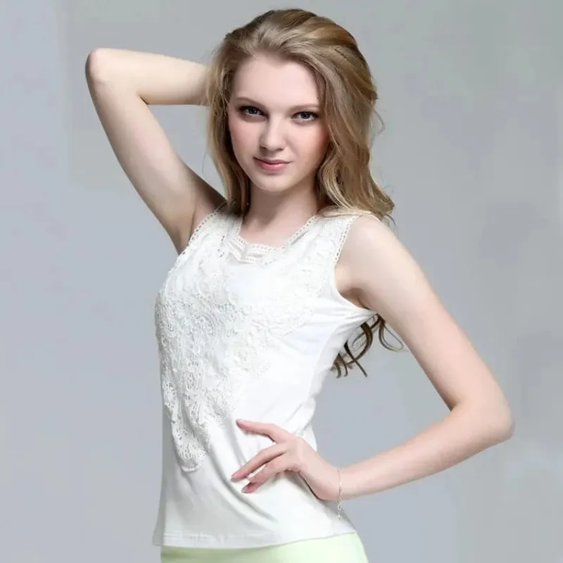 New Women shirt Casual Sexy Lace Tops Slim Vest Bottoming