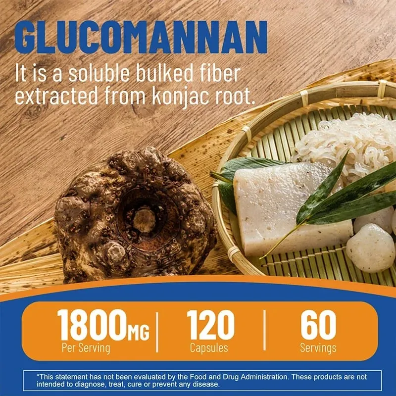 Glucomannan 1800mg - Promotes Energy Production Increases Satiety Appetite Suppressant Supplement