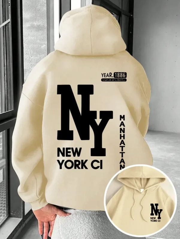 New Men's Autumn Fashion Letter Printed Soft and Comfortable Hoodie Outdoor Street Style Clothing