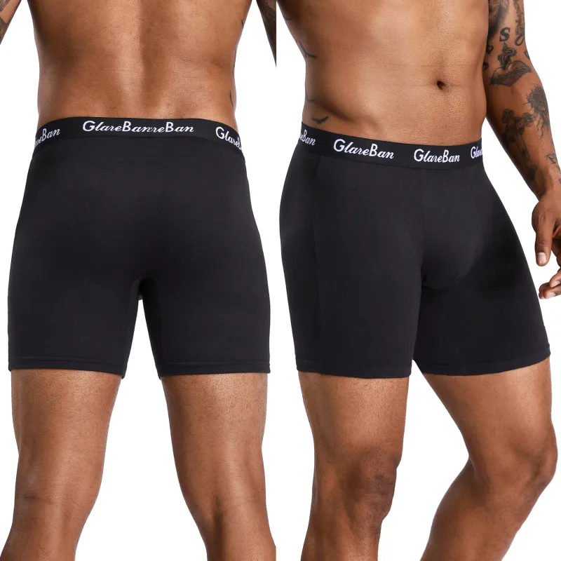 5pcs 세트 중간 길이 검은 복서 반바지 남자 속옷 통기성 남성 속옷 남자 옴므 Boxershorts 슬립 소프트 팬티 2024