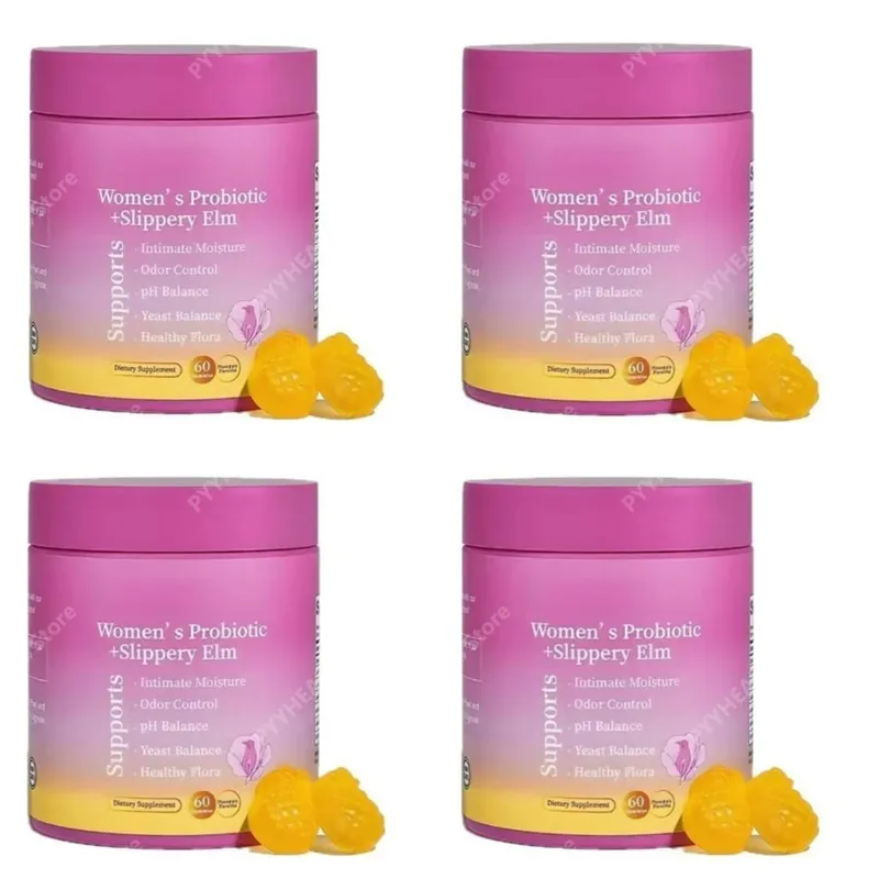Feminine Wellness Probiotic Gummies with Slippery Elm PH Balance and Flora Support for Women Pineapple Flavor 60 Count