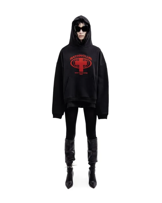 Harajuku Streetwear Oversized Ανδρικό πουλόβερ με κουκούλα Satan Club Φούτερ με κουκούλα γραφικών τύπων Φούτερ Hip Hop Αισθητικά μπλουζάκια Goth Y2k